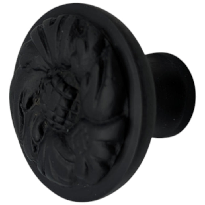 1 1/4 Inch Solid Brass Rococo Patterned Round Cabinet & Furniture Knob