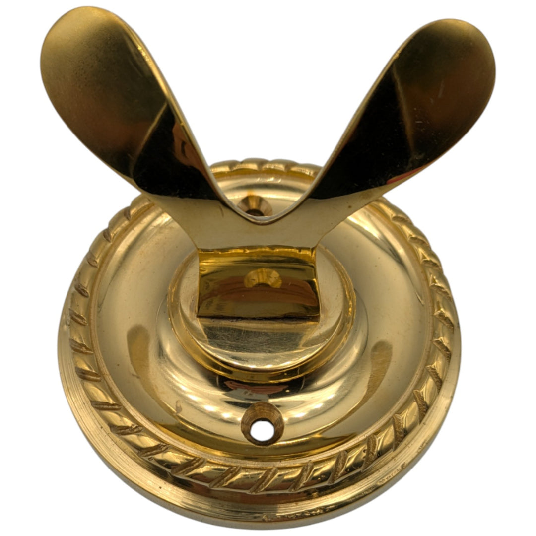 ##Antique Hardware## Georgian Roped Round Robe Hook (Polished Brass)