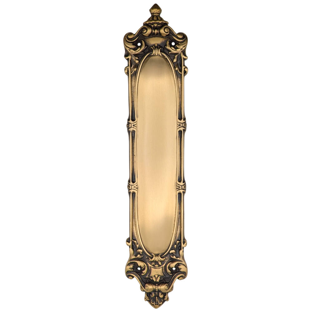 ##Antique Hardware## 14 1/2 Inch Solid Brass Victorian Push Plate