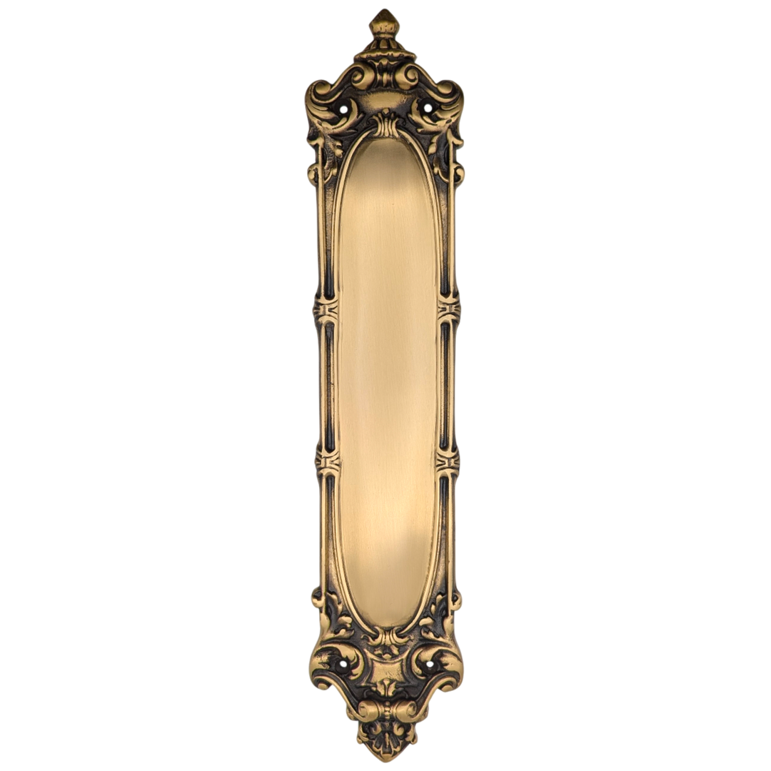 ##Antique Hardware## 14 1/2 Inch Solid Brass Victorian Push Plate