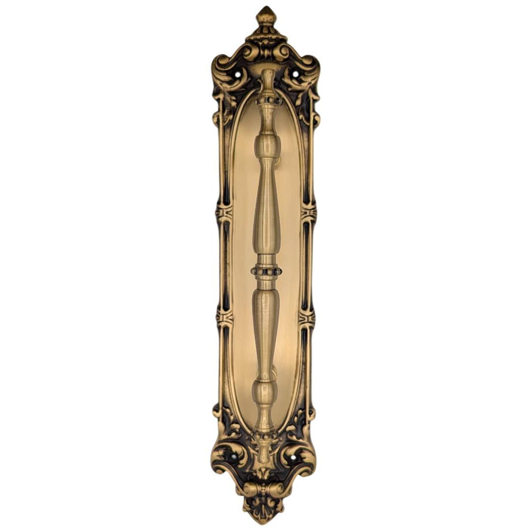 ##Antique Hardware## 14 1/2 Inch Solid Brass Victorian Pull Plate