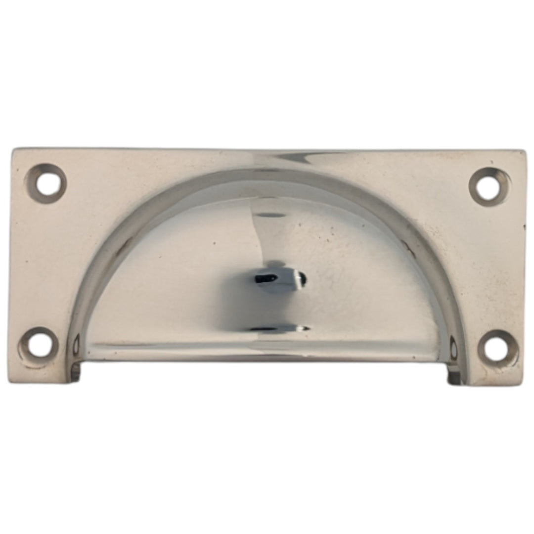 ##Antique Hardware## 3 1/2 Inch Overall (3 Inch c-c) Traditional Square Cup Pull (Brushed Nickel Finish)