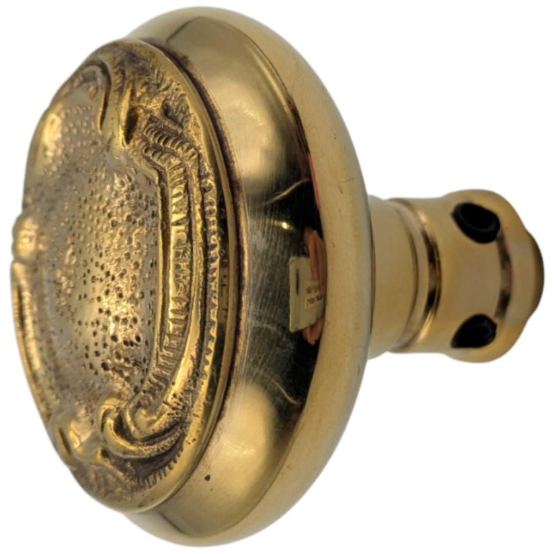 ##Antique Hardware## Solid Brass Lafayette Swirl Spare Door Knob Set (Polished Brass Finish)