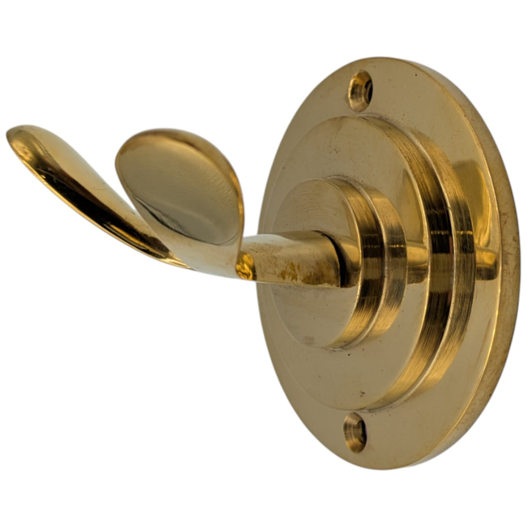 ##Antique Hardware## Circular Solid Brass Robe Hook (Polished Brass)