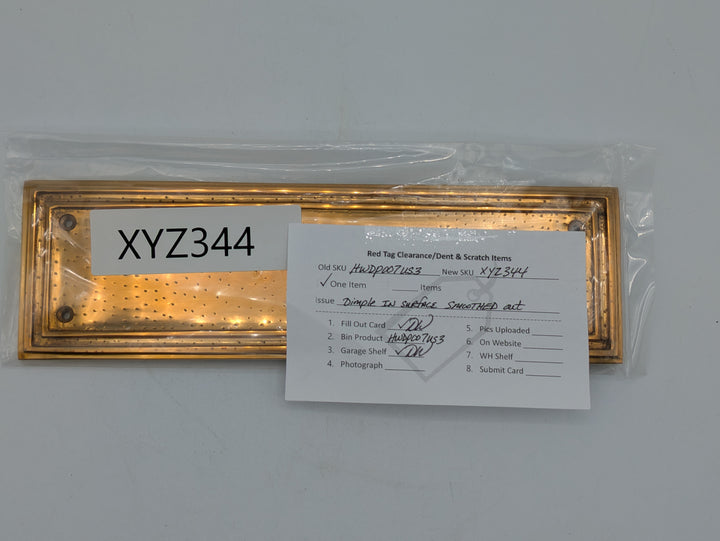 10 Inch Solid Brass Classic Style Push Plate (Polished Brass Finish)
