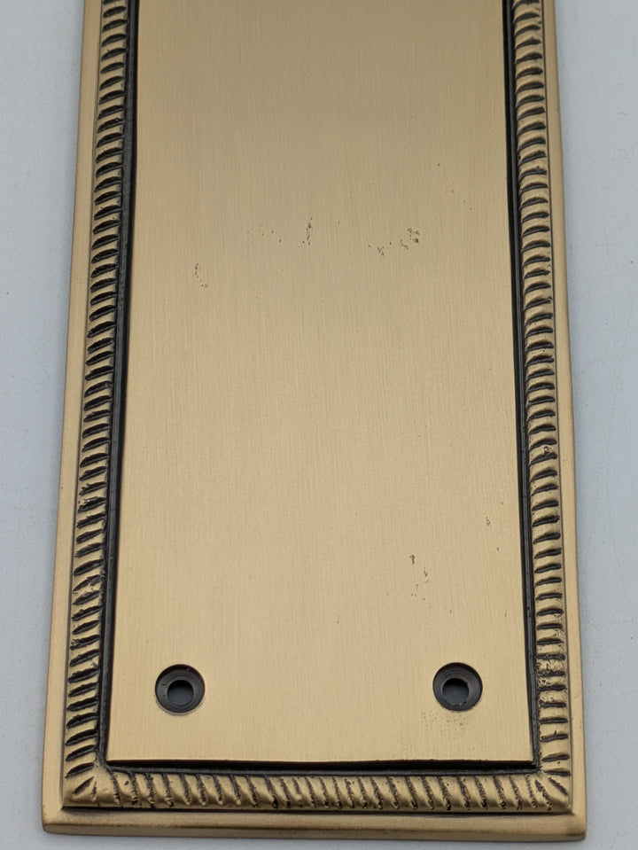 11 1/2 Inch Georgian Roped Style Door Push Plate (Antique Brass Finish)