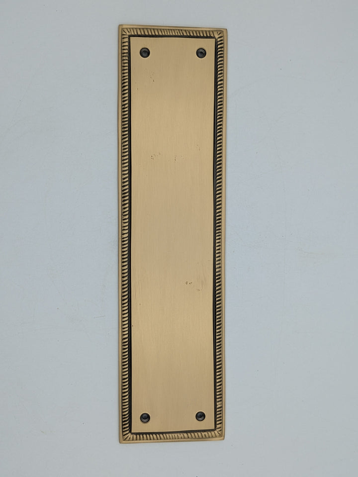 11 1/2 Inch Georgian Roped Style Door Push Plate (Antique Brass Finish)