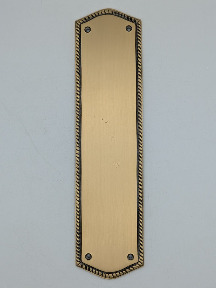12 Inch Georgian Oval Roped Style Door Push Plate (Antique Brass Finish)