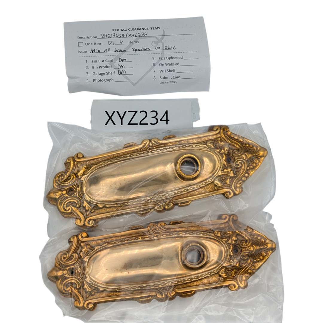 Ornate Victorian Long Solid Brass Backplate (Polished Brass Finish)