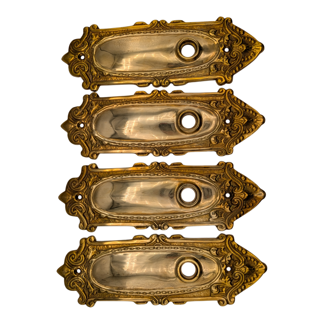 Ornate Victorian Long Solid Brass Backplate (Polished Brass Finish)