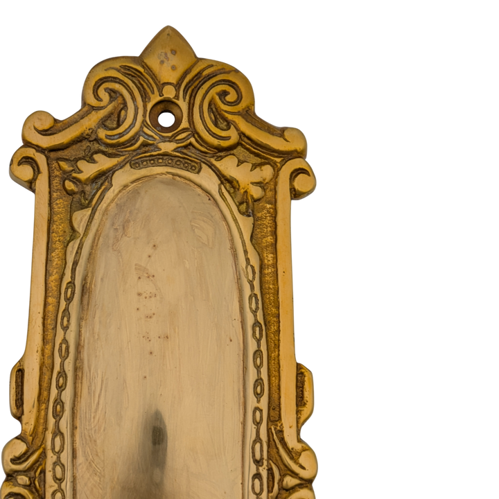 Ornate Victorian Long Solid Brass Backplate (Polished Brass Finish)