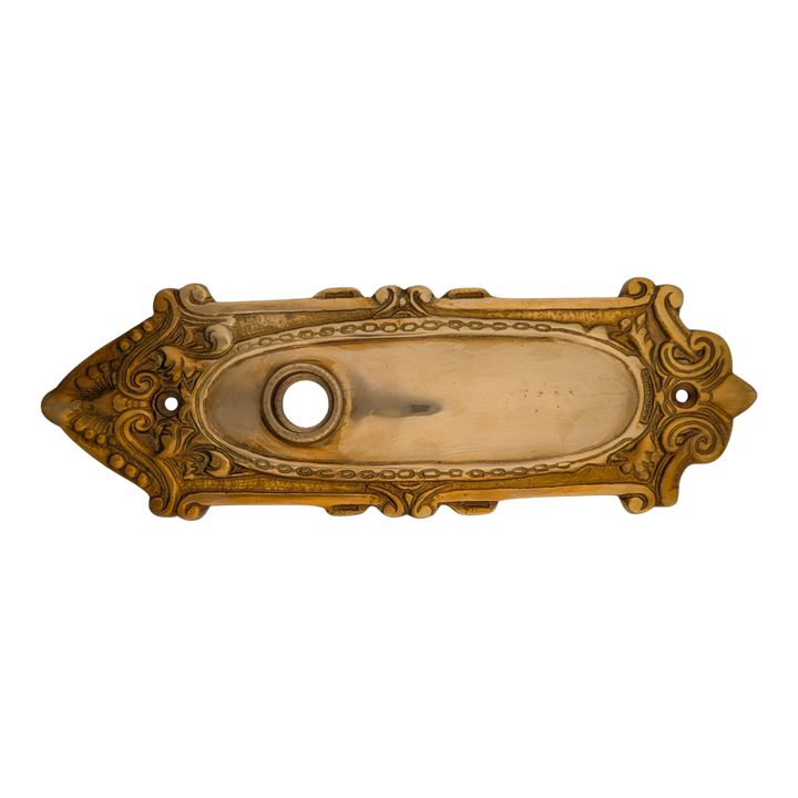 Ornate Victorian Long Solid Brass Backplate (Polished Brass Finish)