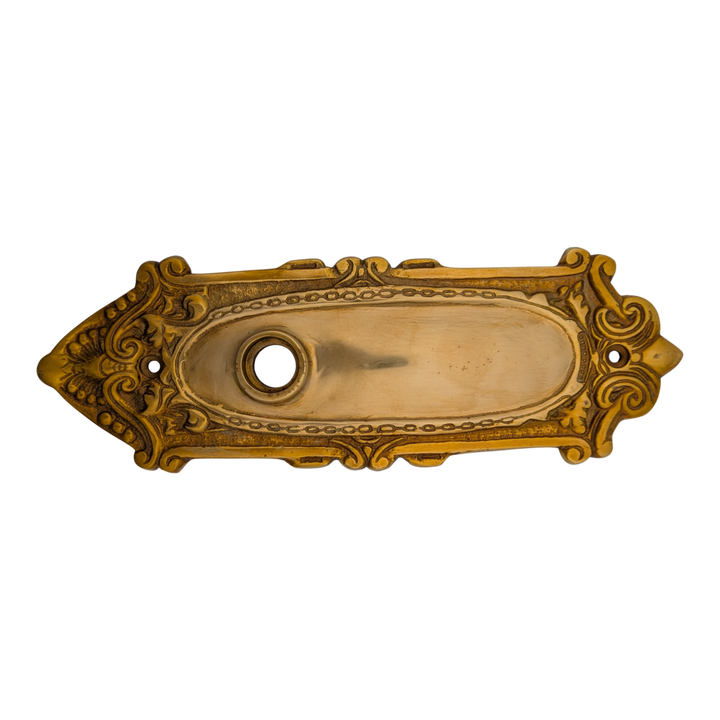 Ornate Victorian Long Solid Brass Backplate (Polished Brass Finish)