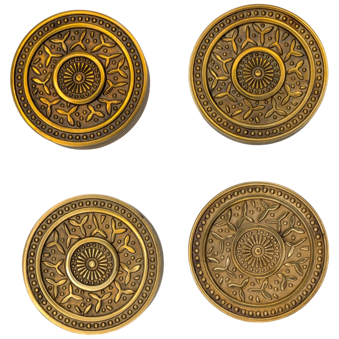 Rice Pattern Solid Brass Spare Door Knob (Polished Brass Finish)