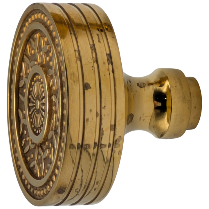 Rice Pattern Solid Brass Spare Door Knob (Polished Brass Finish)