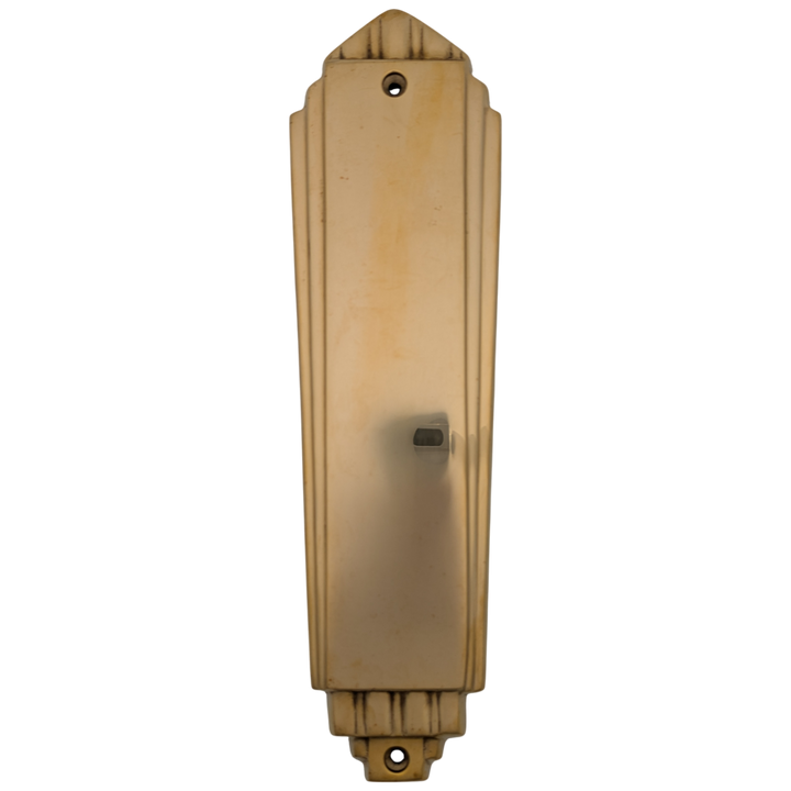 9 Inch Tall Art Deco Style Brass Push Plate (Polished Brass Finish)