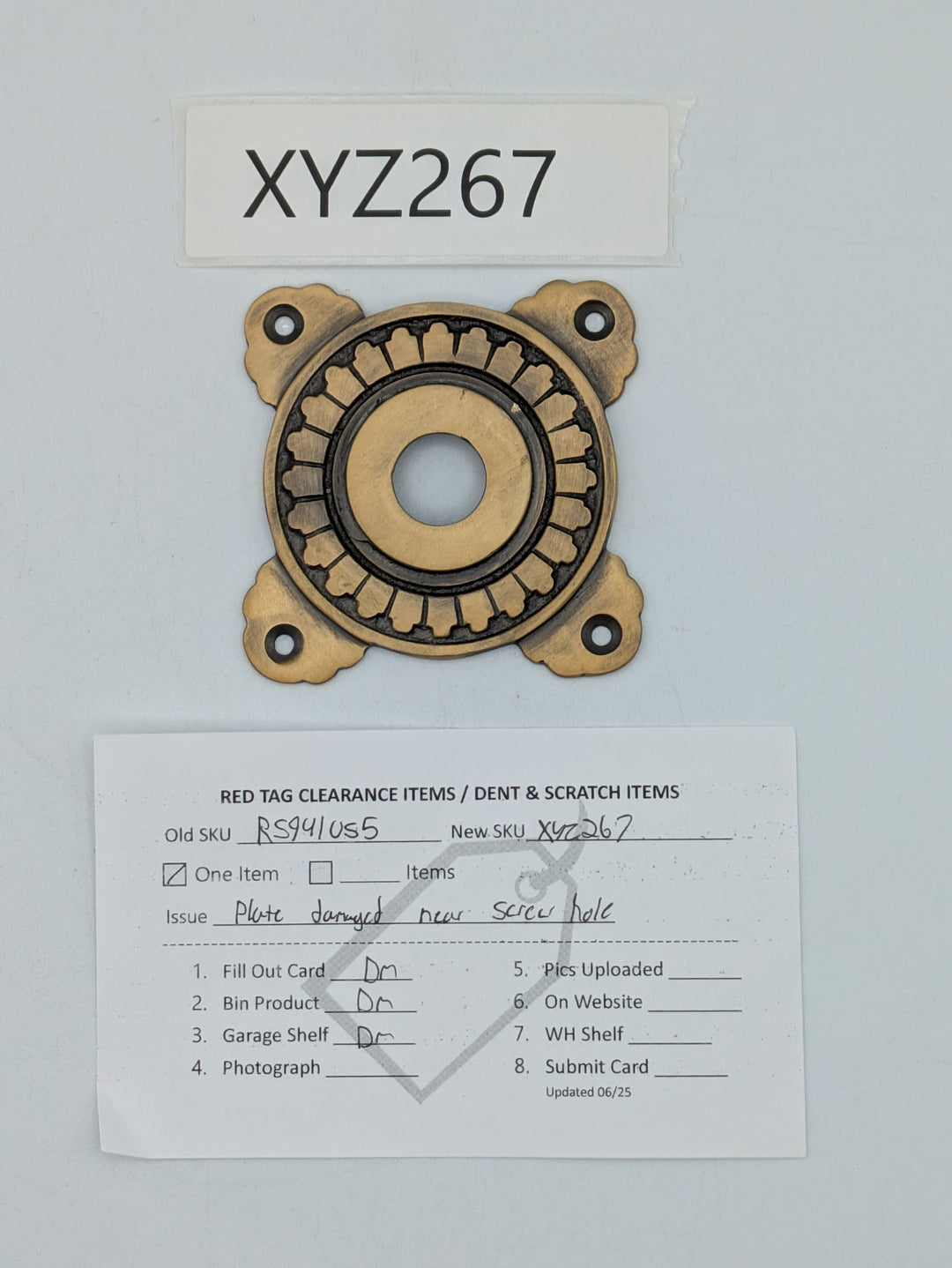 Art Deco Solid Brass Doorknob Rosette (Antique Brass Finish)