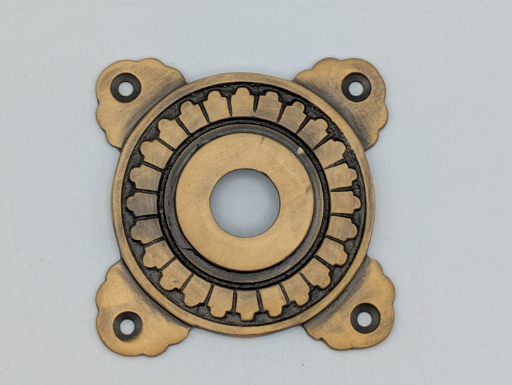 Art Deco Solid Brass Doorknob Rosette (Antique Brass Finish)