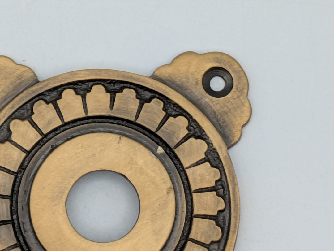 Art Deco Solid Brass Doorknob Rosette (Antique Brass Finish)