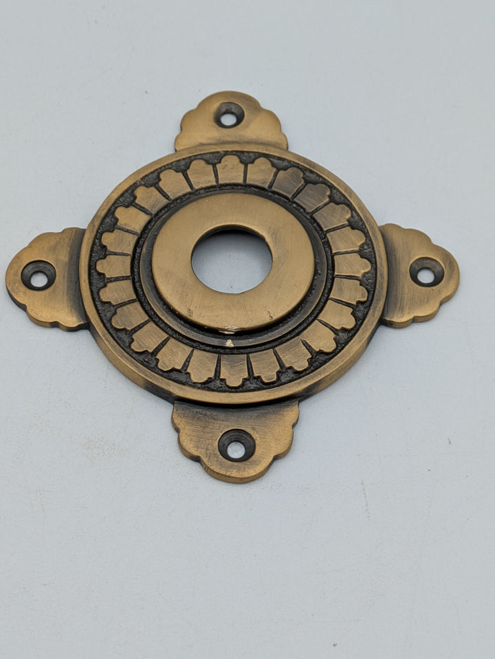 Art Deco Solid Brass Doorknob Rosette (Antique Brass Finish)