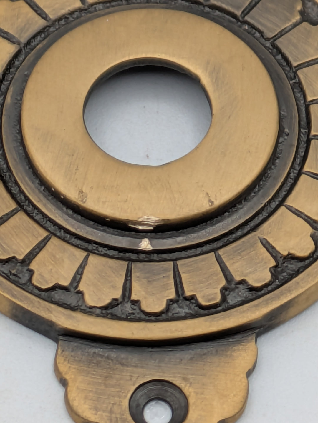 Art Deco Solid Brass Doorknob Rosette (Antique Brass Finish)