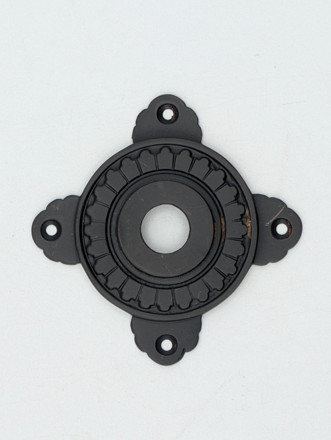 Art Deco Solid Brass Passage Doorknob Rosette (Black Bronze Finish)