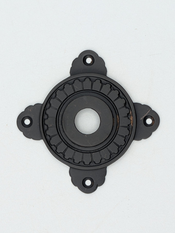 Art Deco Solid Brass Passage Doorknob Rosette (Black Bronze Finish)