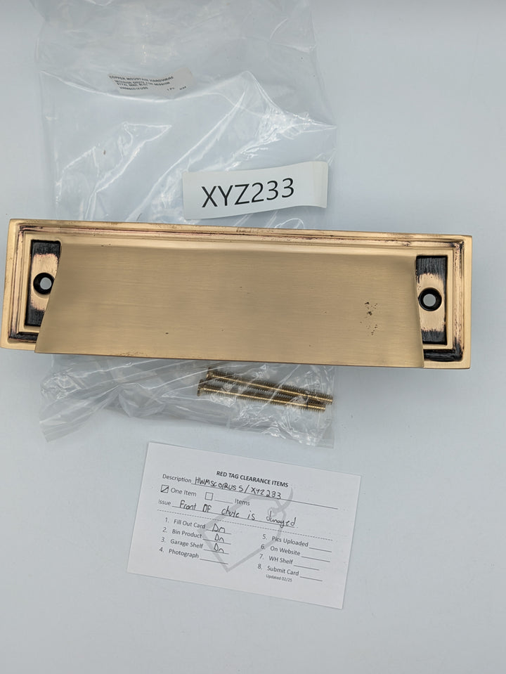 Open Box Interior Chute for Mission Style Mail Slot (Antique Brass Finish)