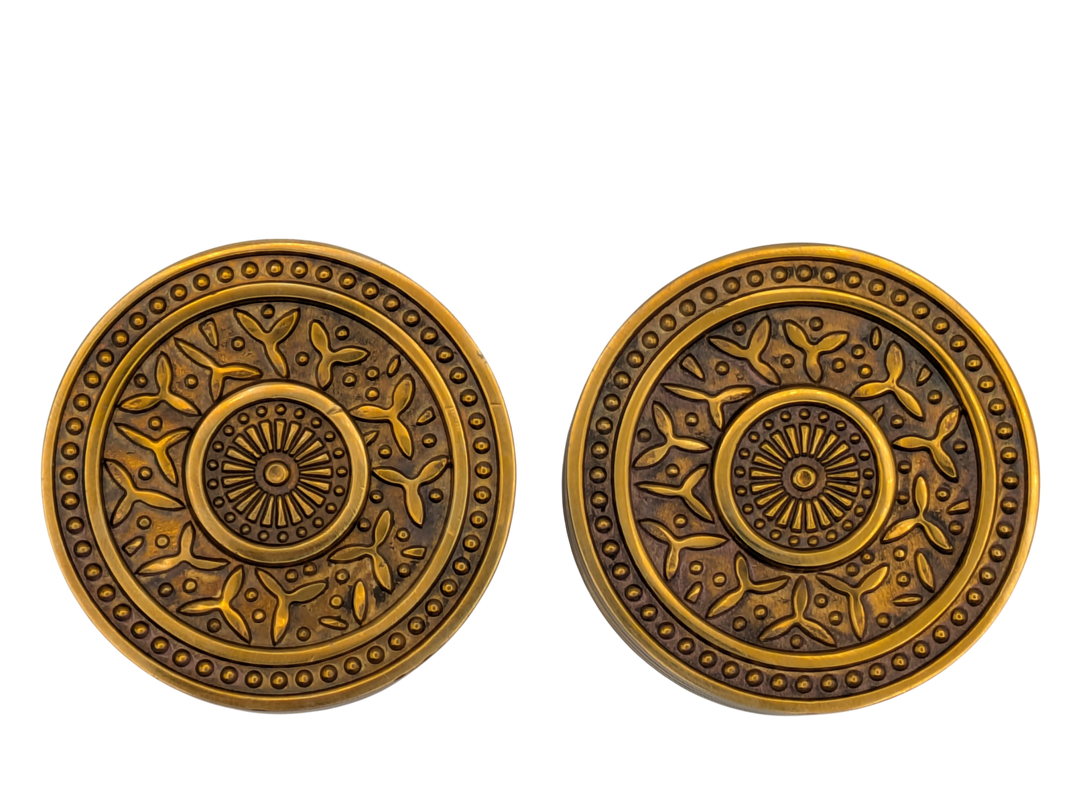 Rice Pattern Solid Brass Spare Door Knob Set (Polished Brass Finish)