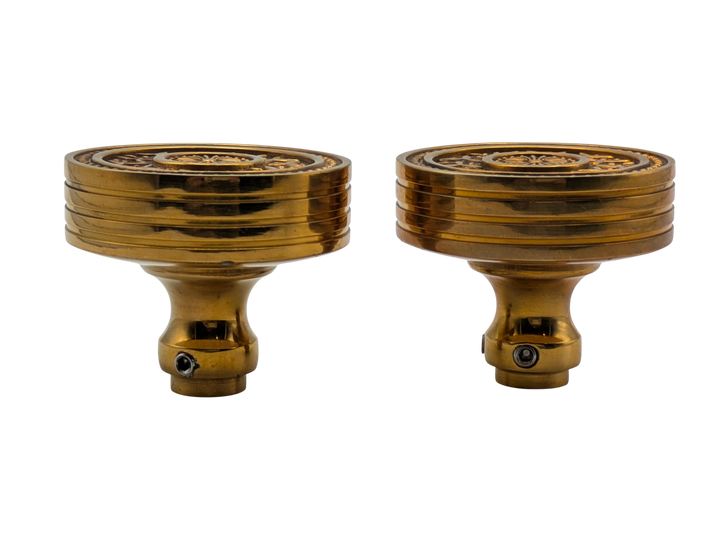 Rice Pattern Solid Brass Spare Door Knob Set (Polished Brass Finish)