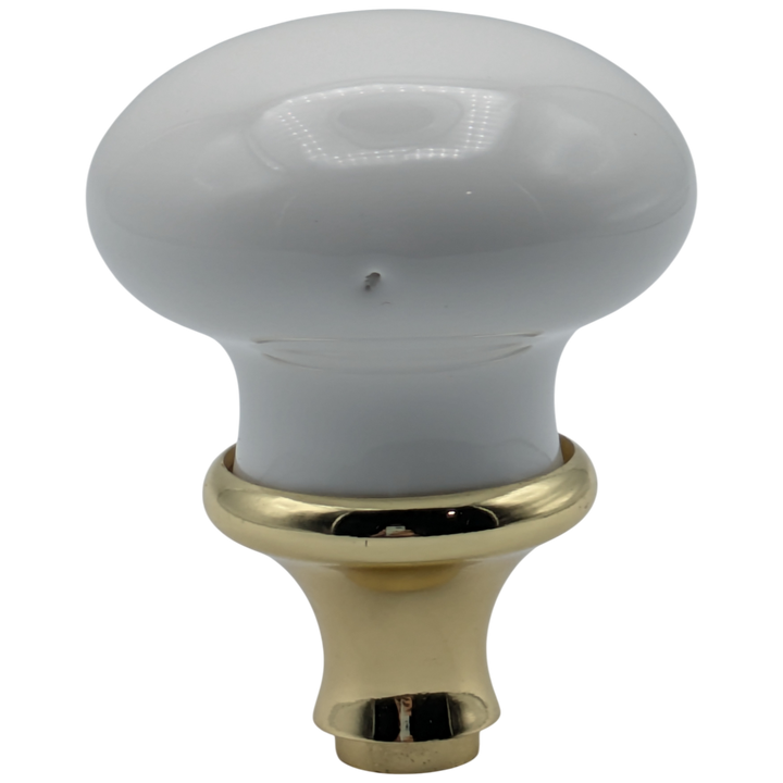 White Porcelain Spare Door Knob Set (Polished Brass Finish)