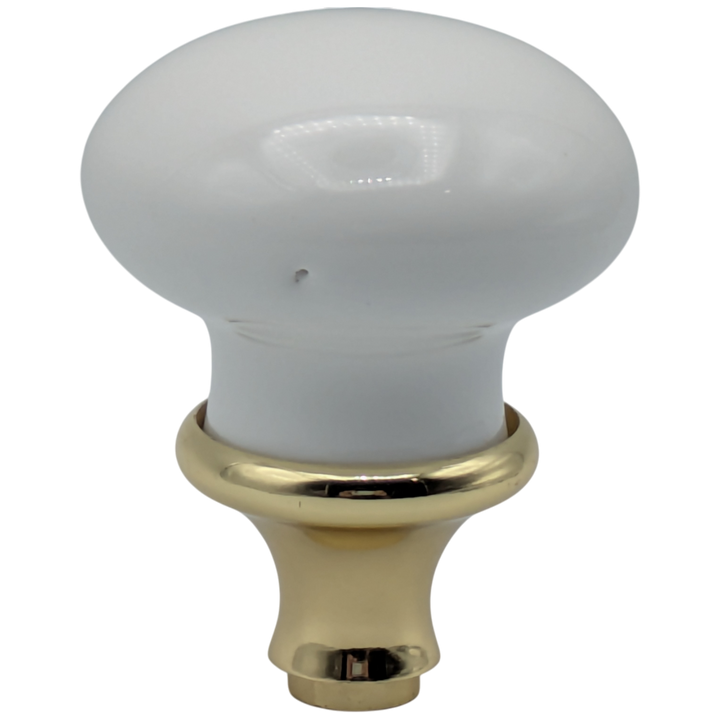 White Porcelain Spare Door Knob Set (Polished Brass Finish)