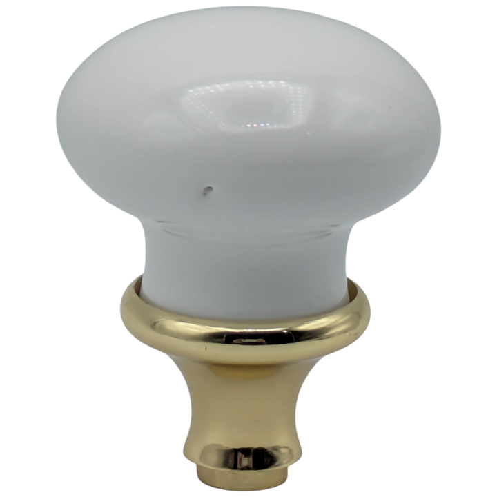 White Porcelain Spare Door Knob Set (Polished Brass Finish)
