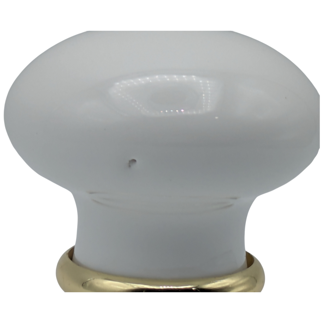 White Porcelain Spare Door Knob Set (Polished Brass Finish)