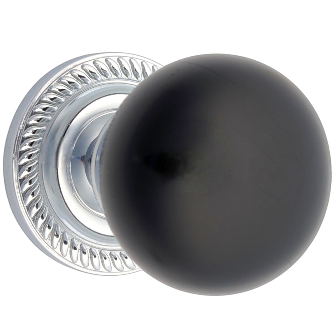 Georgian Roped Rosette Door Sets with Ebony Wood Door Knobs (Several Finishes Available)