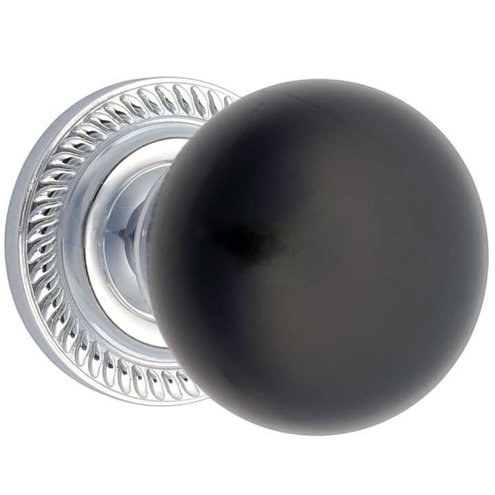 Georgian Roped Rosette Door Sets with Ebony Wood Door Knobs (Several Finishes Available)