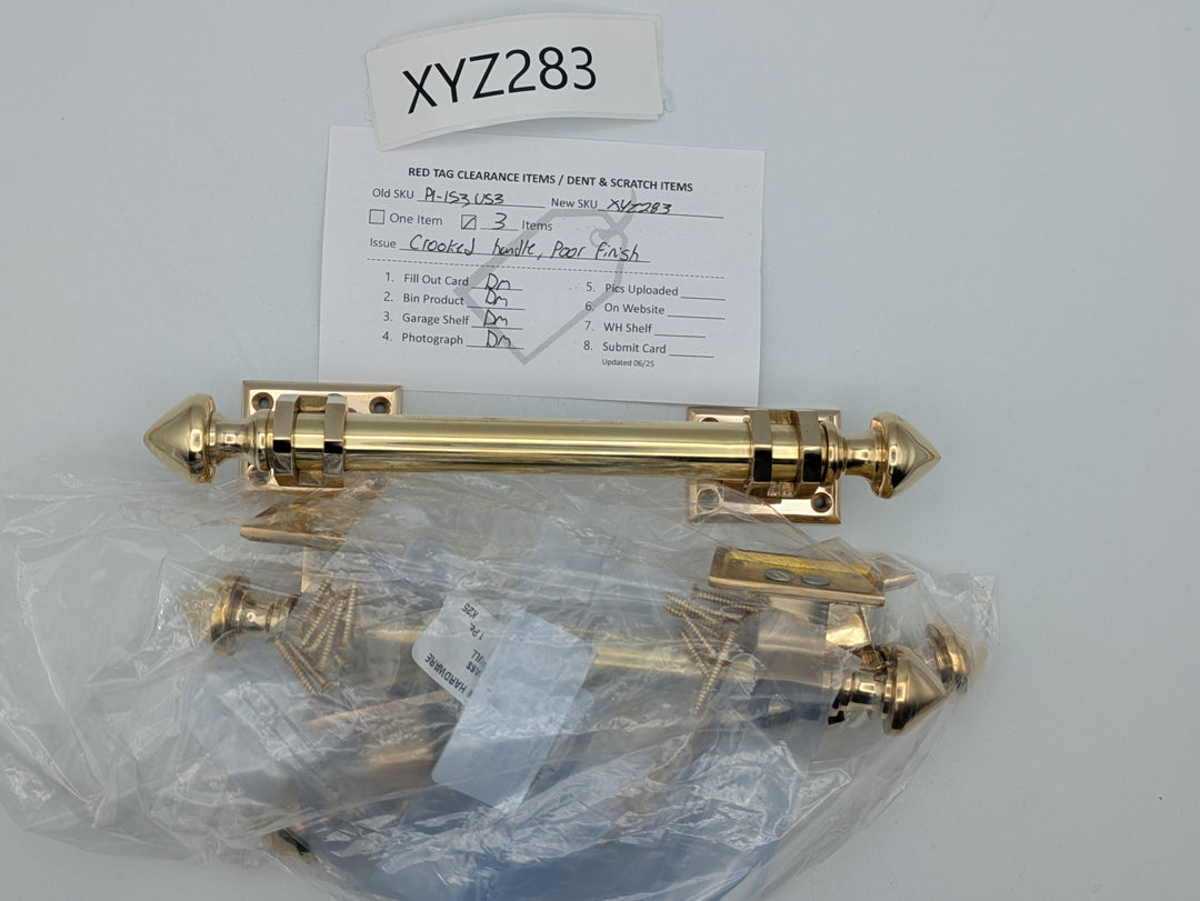 8 Inch Solid Brass Colonial Style Pull (Polished Brass Finish)