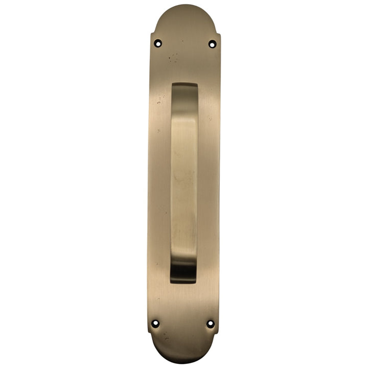 12 Inch Traditional Door Pull & Plate (Antique Brass Finish)