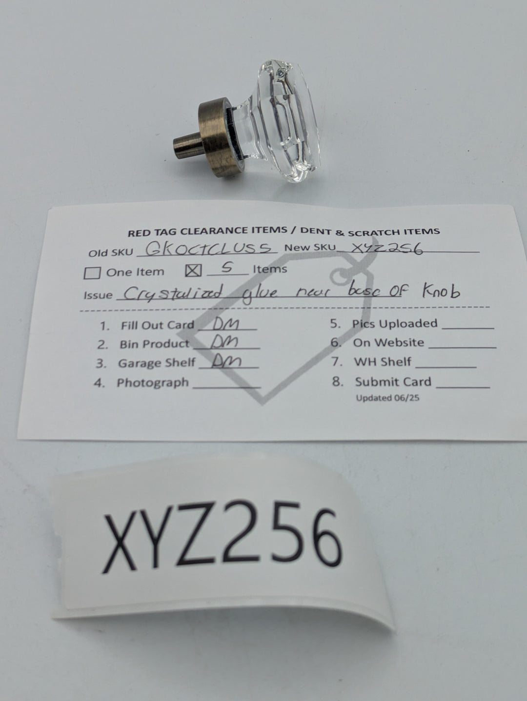 1 3/8 Inch Crystal Clear Octagon Old Town Cabinet and Furniture Knob