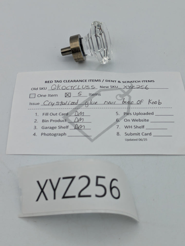 1 3/8 Inch Crystal Clear Octagon Old Town Cabinet and Furniture Knob