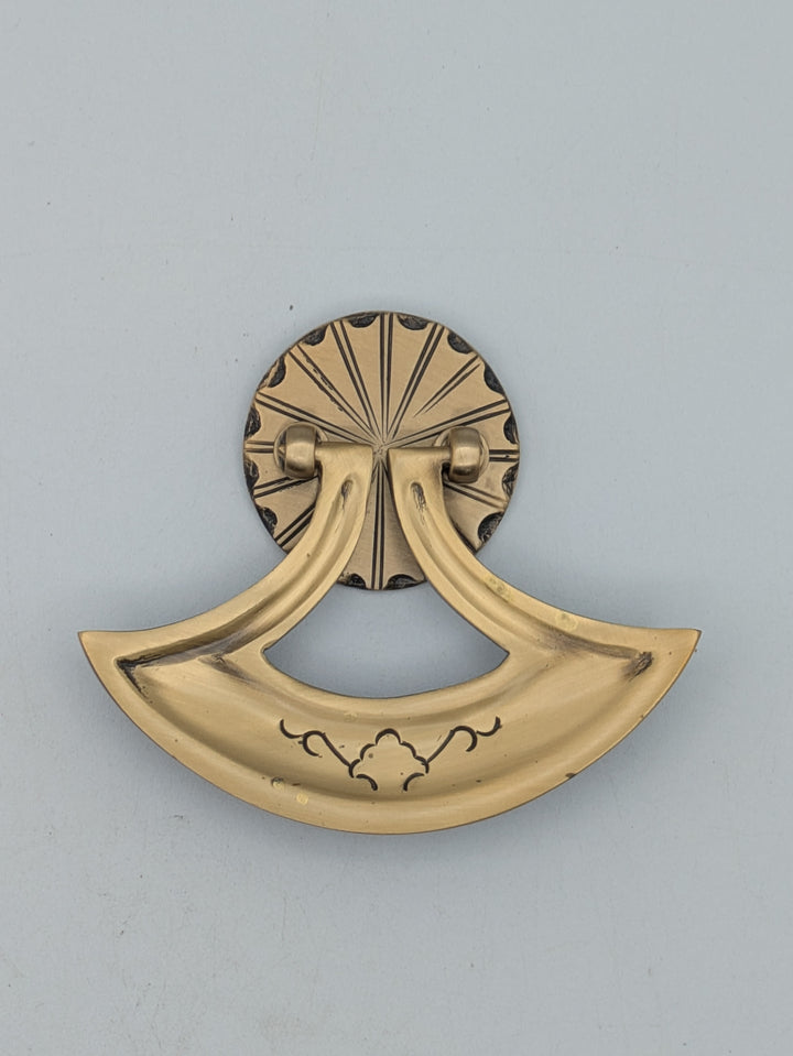 4 Inch Solid Brass Curved Drop Pull (Antique Brass Finish)