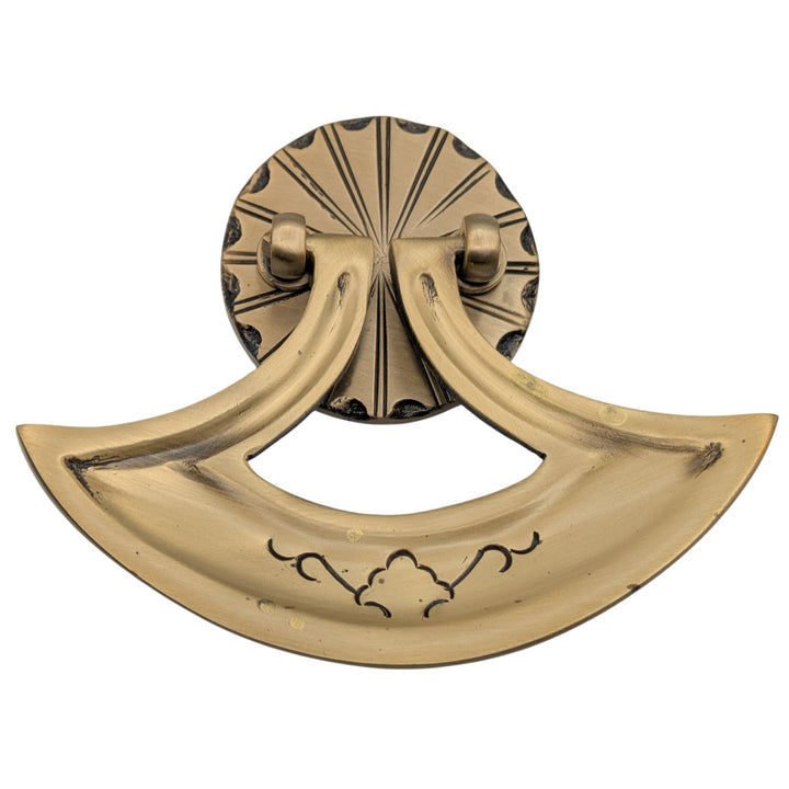 4 Inch Solid Brass Curved Drop Pull (Antique Brass Finish)