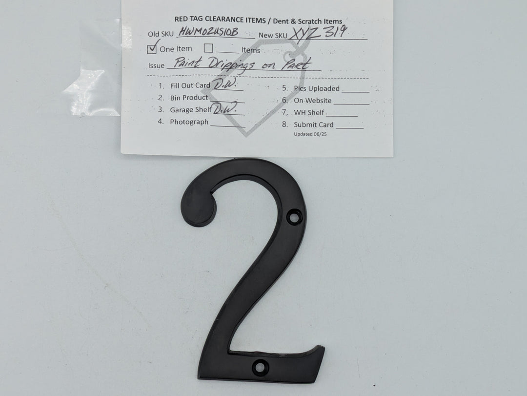 4 Inch Tall House Number 2 (Black Bronze Finish)