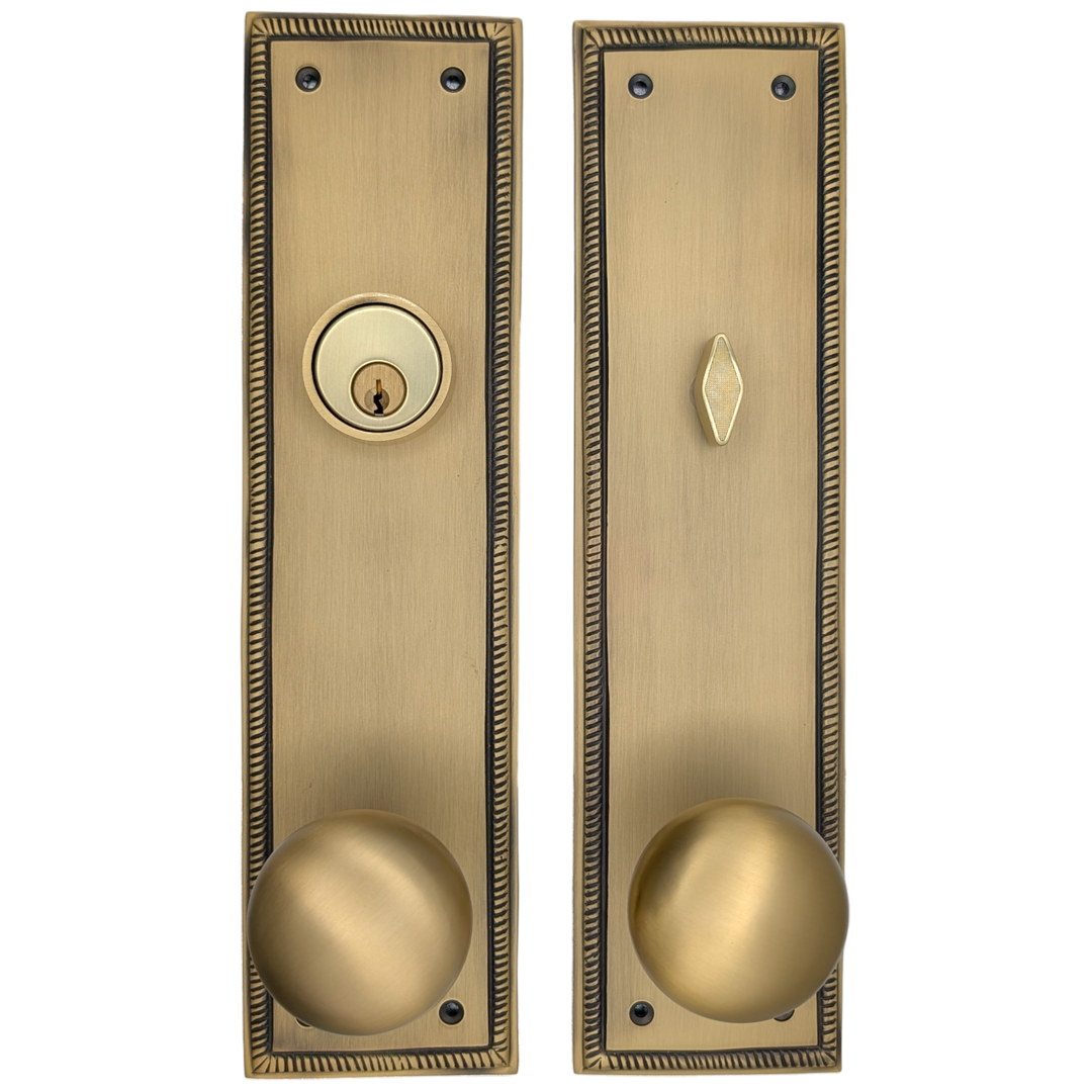 ##Antique Hardware## Georgian Roped Rectangular Style Single Door Entryway Set (Several Knob & Finish Options Available)