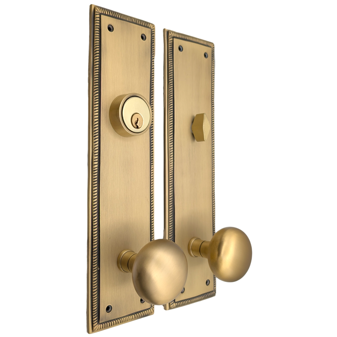 ##Antique Hardware## Georgian Roped Rectangular Style Single Door Entryway Set (Several Knob & Finish Options Available)