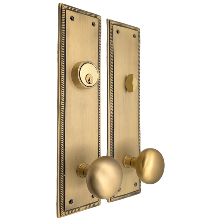 ##Antique Hardware## Georgian Roped Rectangular Style Single Door Entryway Set (Several Knob & Finish Options Available)