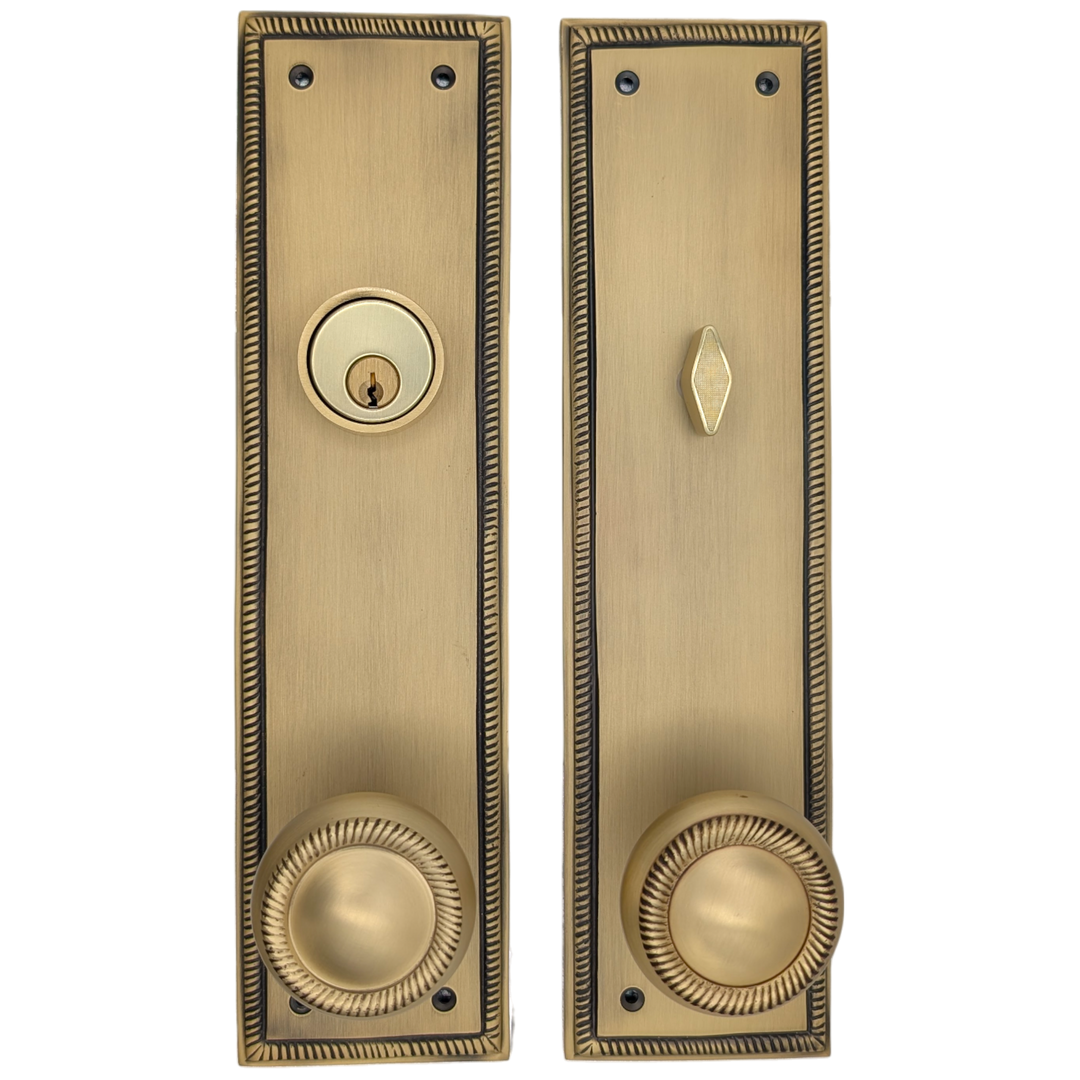 ##Antique Hardware## Georgian Roped Rectangular Style Single Door Entryway Set (Several Knob & Finish Options Available)