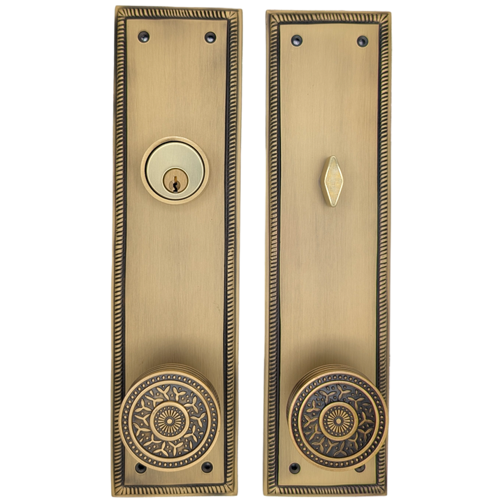 ##Antique Hardware## Georgian Roped Rectangular Style Single Door Entryway Set (Several Knob & Finish Options Available)