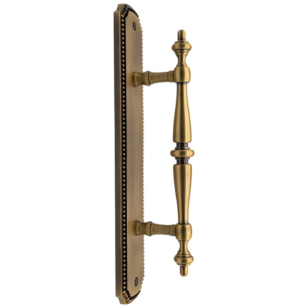 11 1/2 Inch Solid Brass Beaded Push & Pull Plate Set (Several Finishes Available)