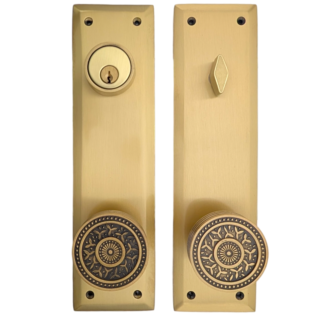 ##Antique Hardware## Quaker Style Single-Door Deadbolt Entryway Set (Several Finish Options)